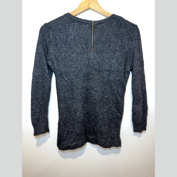 J. Crew Gray Blue Jeweled Neckline Back Zip Sweater Women’s Size S - Picture 2 of 7